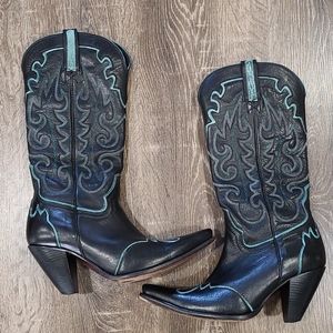 Lucchese Black and Teal Western Boots